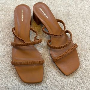 Reformation Strappy Block Heel Mule Sandal Pecan